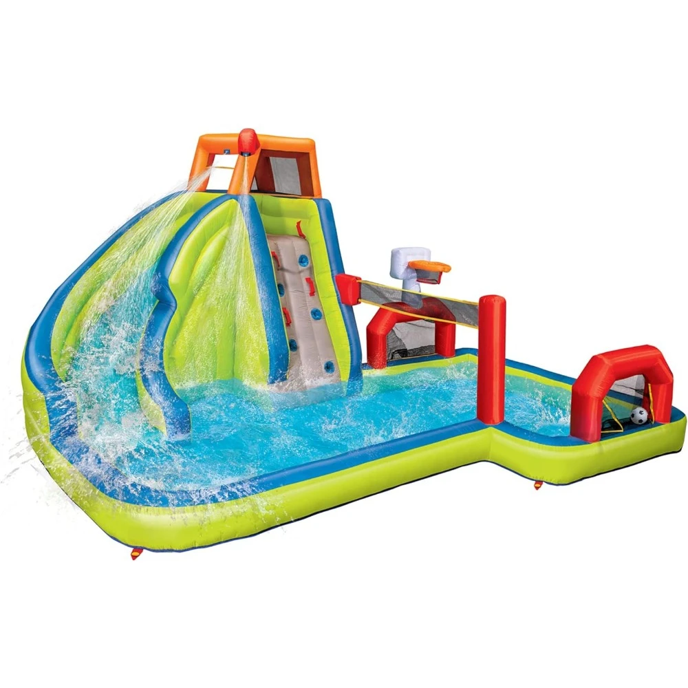 

Aqua Sports Splash Park Outdoor Inflatable Waterslide With Climbing Wall and Activities Inflatable Water Slide Pool Inflatables