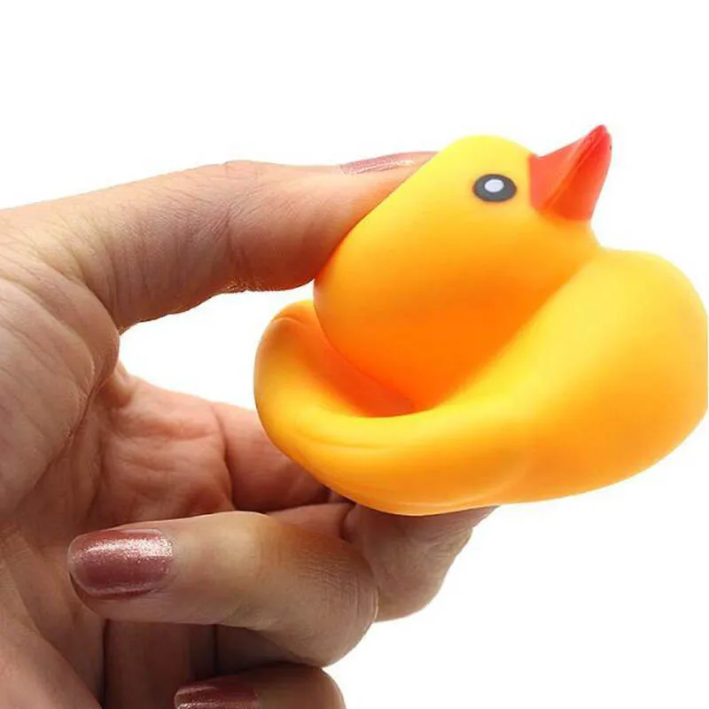 10-150pcs Cute Duck Baby Bath toys Squeeze animal Rubber toy duck BB water toy Race Squeaky Rubber yellow Duck Classic Toys