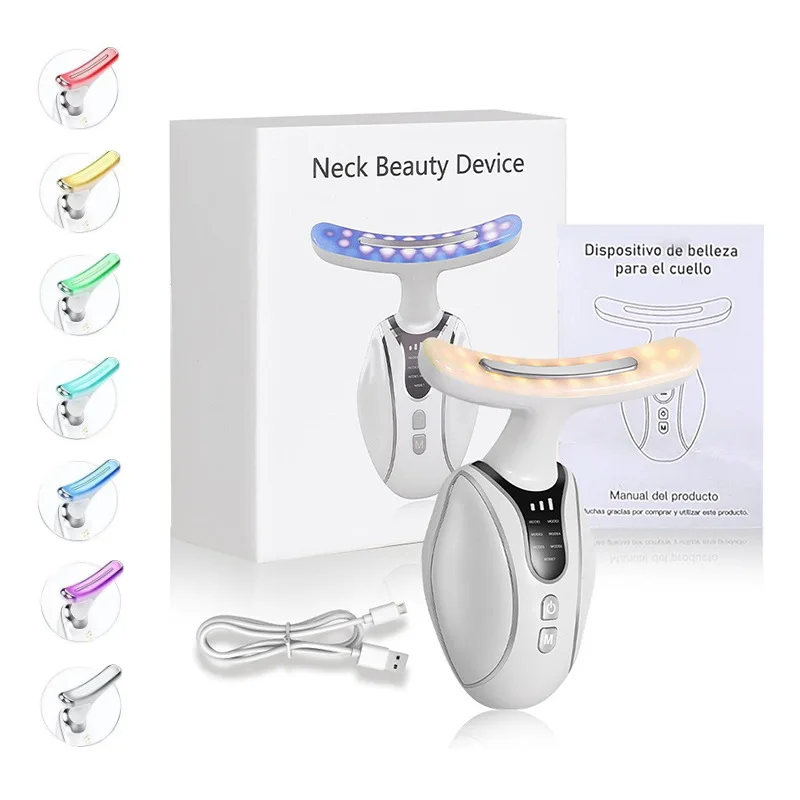 7-in-1 Professional Neck Beauty Device, Microcurrent Rechargeable Anti-Wrinkle Massager for Neck Lines & Nasolabial Folds