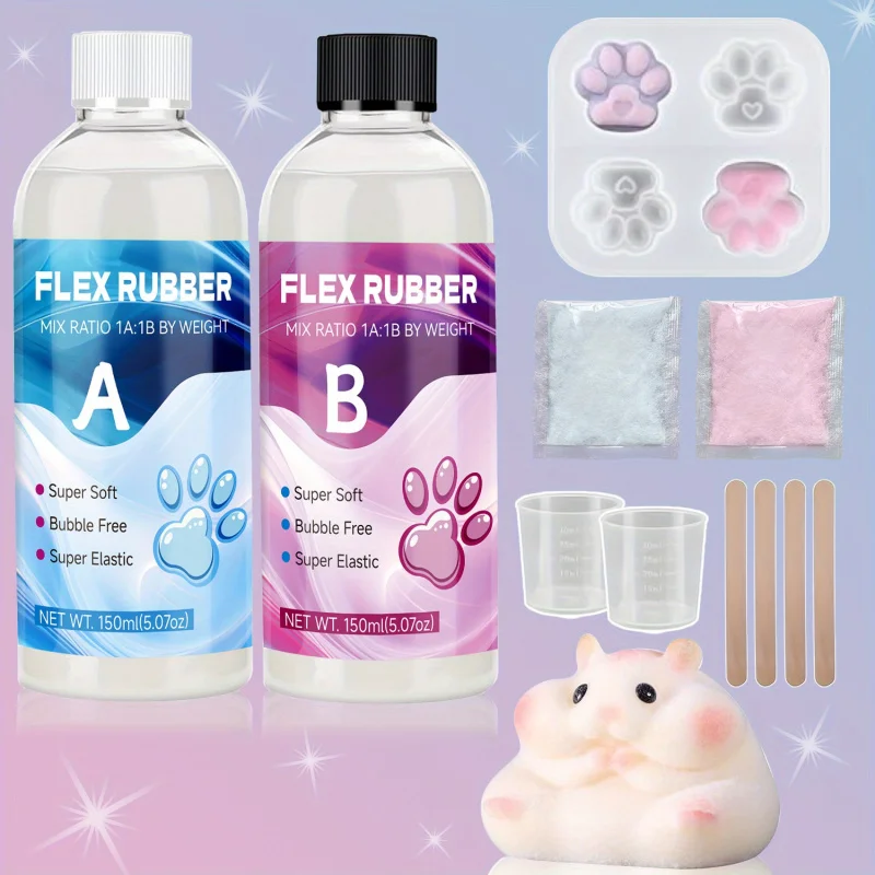 Soft Silicone Craft，Bubble-free formula and fast complete curing，Soft silicone is used for making soft items，1:1 DIYSiliconeABRe