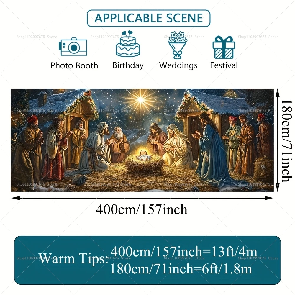 Christmas Nativity Scene Garage Door Banners Xmas Party Decorations Photography Backdrop Outdoor Walls Events Background Props view 6