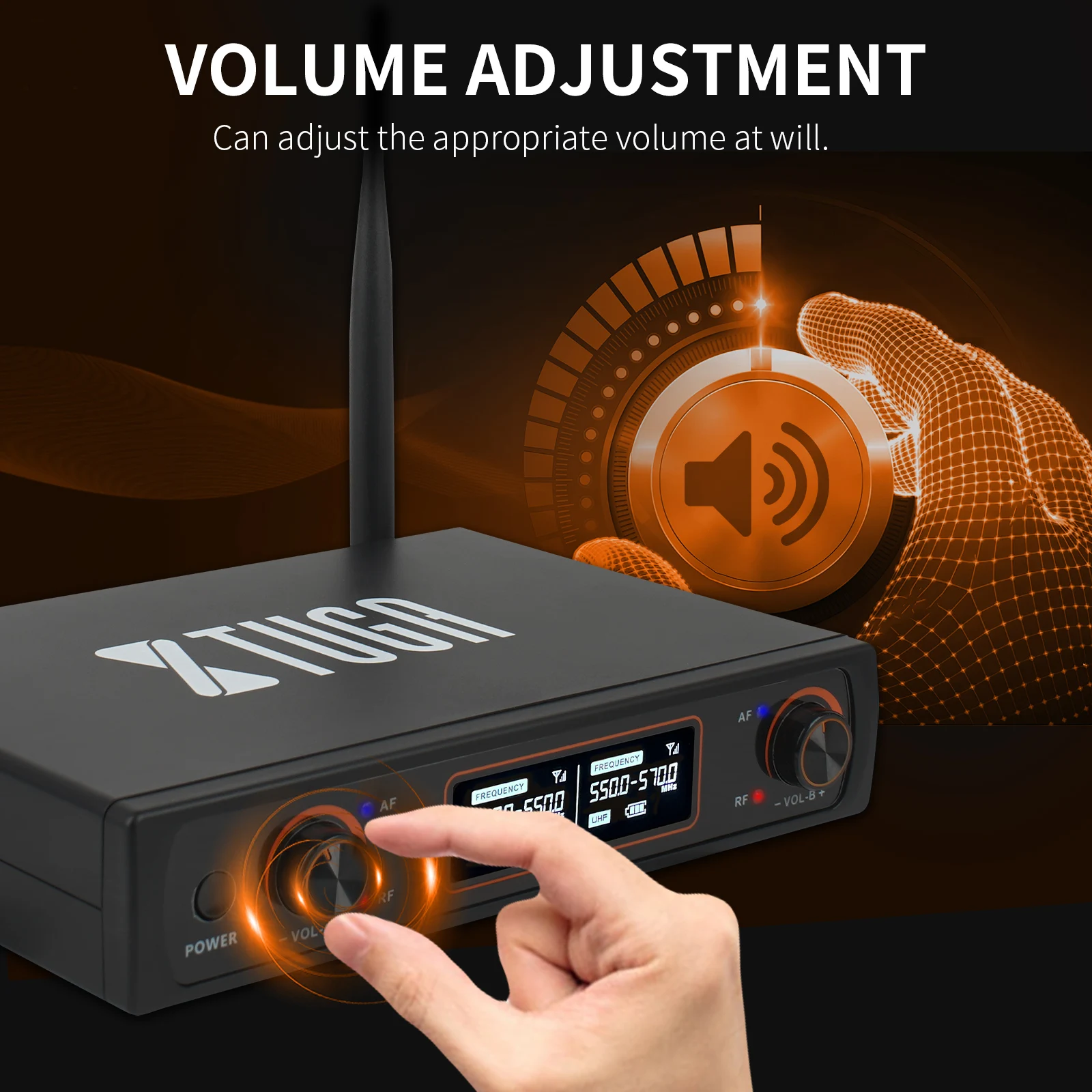 XTUGA-profissional sistema de microfone sem fio, dois microfones portáteis, em canais duplos, sistema sem fio para Karaoke Stage