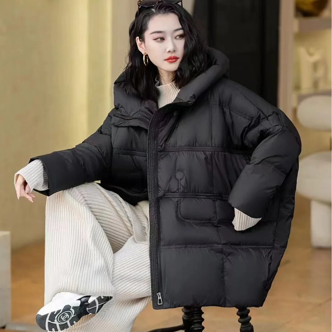 2026 Winter New Women's Down Jacket Hooded Oversized Commuter Retro Windbreaker Down Jacket
