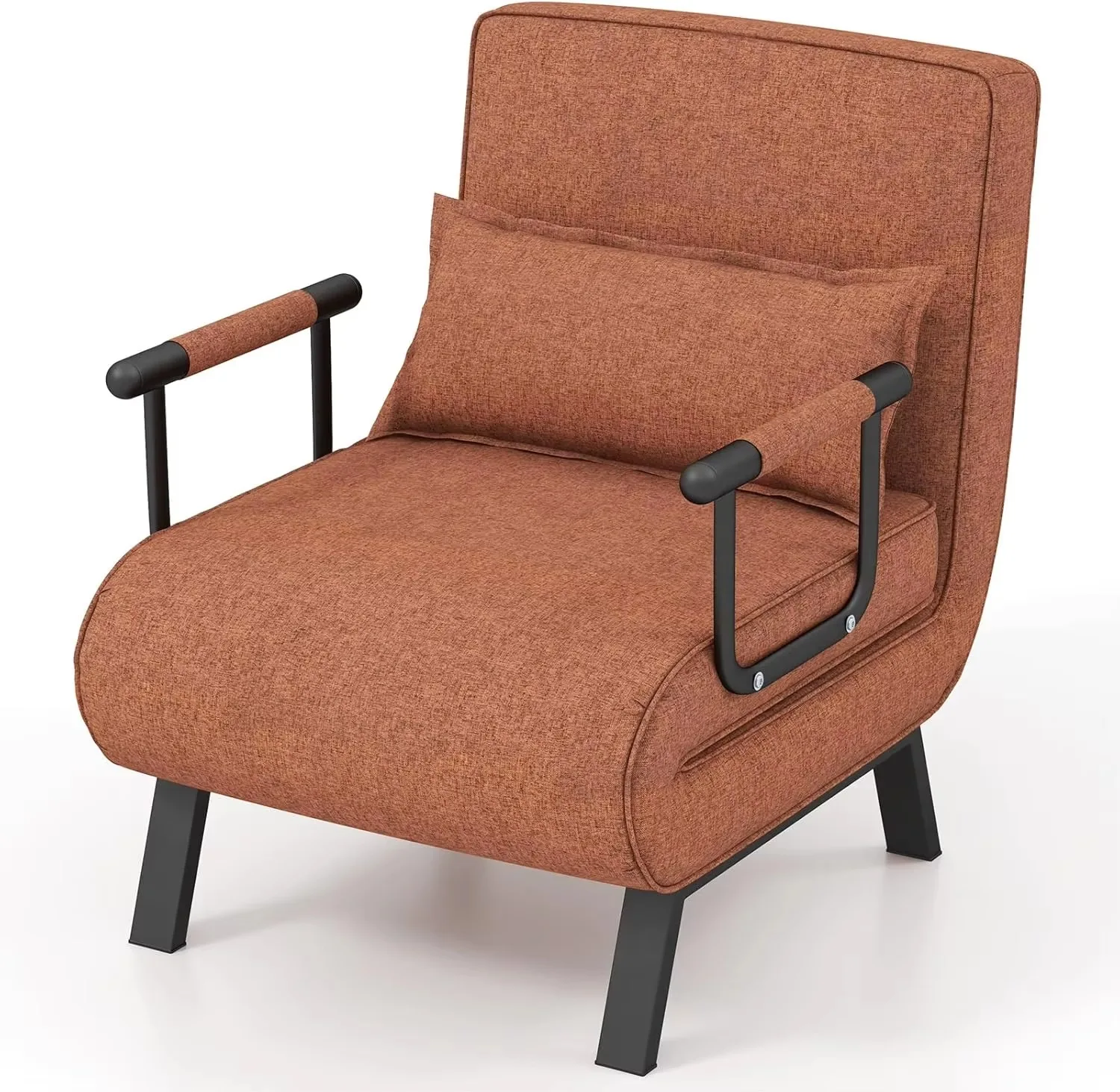 Modern Foldable Sofa Bed Convertible Fabric Recliner Sponge Filled Iron Frame Storage for Living Room