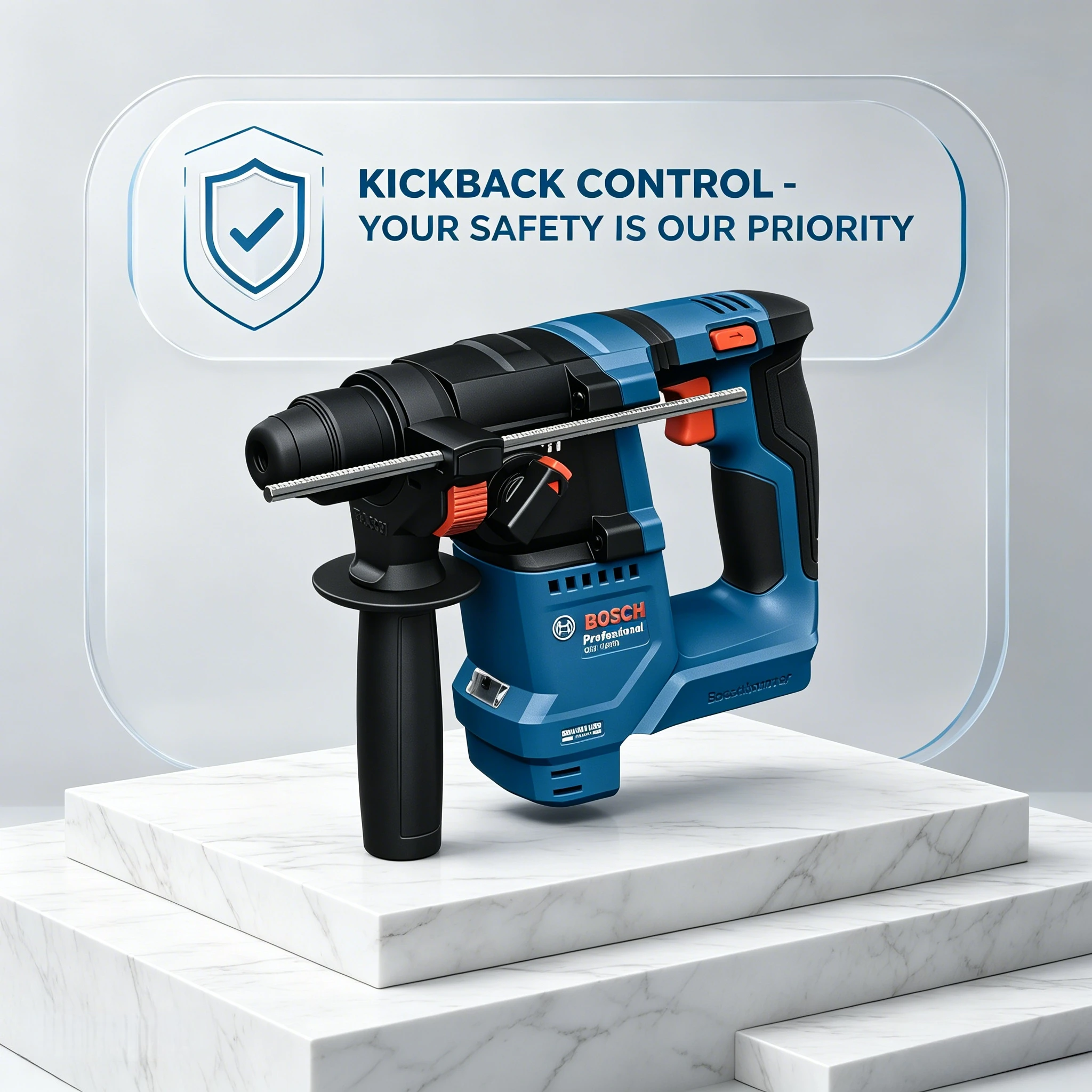 Bosch GBH 18V-18 / GBH18V-18X Drills, Jobsite-Ready Build, Ergonomic Auxiliary Handle for Controlled, Fatigue-Free Operation