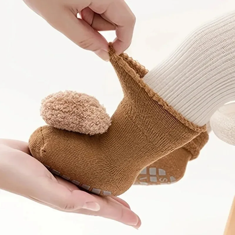 

New Baby Winter Autumn Floor Sock Soft Cute Cartoon Bear Doll Toddlers Boys Girls Indoor Shoes Anti-skip 0-3Y Kids Socks