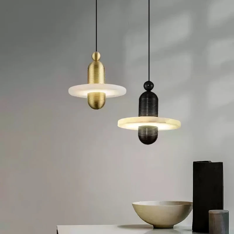 Creative Marble Light Luxury Nordic Minimalist Chandelier for Restaurant Bedside Bar Counter Bedroom Living Room Decor Design