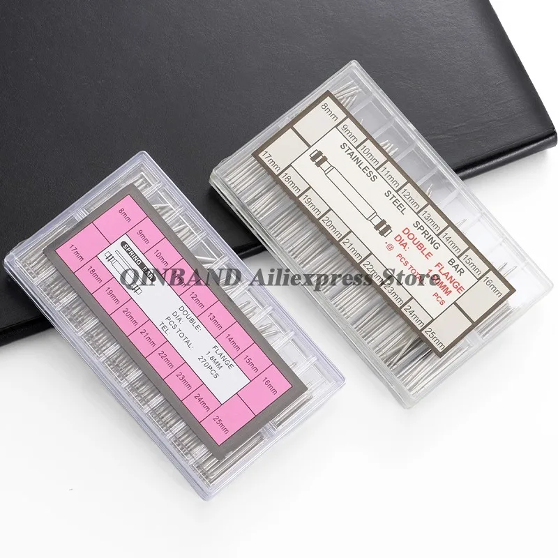 Edelstahl Federstege 270/360 Stück 8–25 mm 1,5/1,8 mm Durchmesser Uhrenarmband Verbindungsstift Uhr Federsteg Reparaturwerkzeuge Zubehör