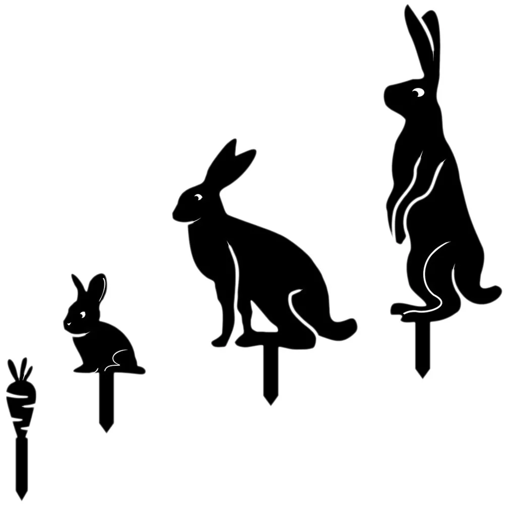 4pcs Easter Rabbit Stakes Yard Decorations Outdoor Garden Signs For Courtyard Lawn Easter Garden Stakes Rabbit Yard Sign