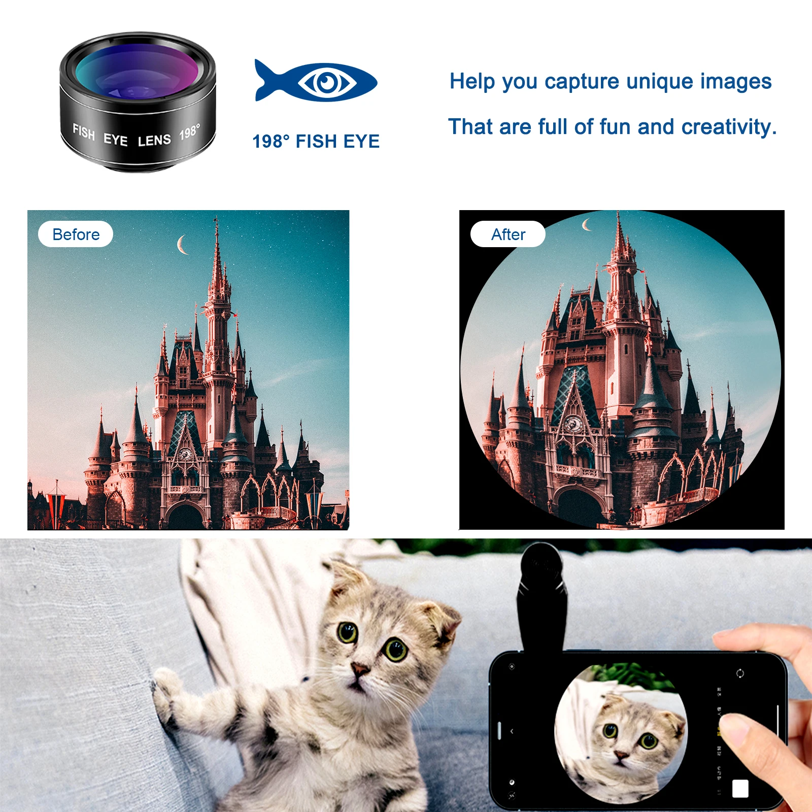 Объектив для мобильного телефона высокой четкости 10 в 1, «рыбий глаз»/CPL/звездный свет, подходит для iPhone и большинства смартфонов