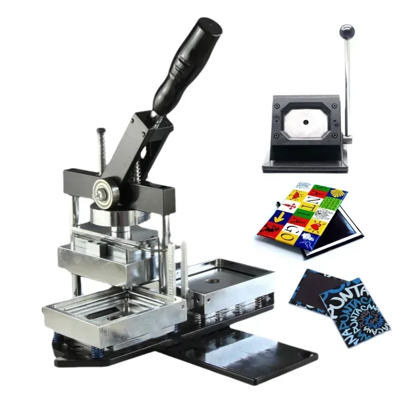 Hot-selling 90*65mm rectangle refrigerator sticker making machine and button badge making machine.