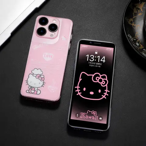 New K68 Hello Kitty Mobile Phone Cartoon Cute Straight Board Screen Eight Core Dual Card Pink/Blue Kids Mini Phone Birthday Gift