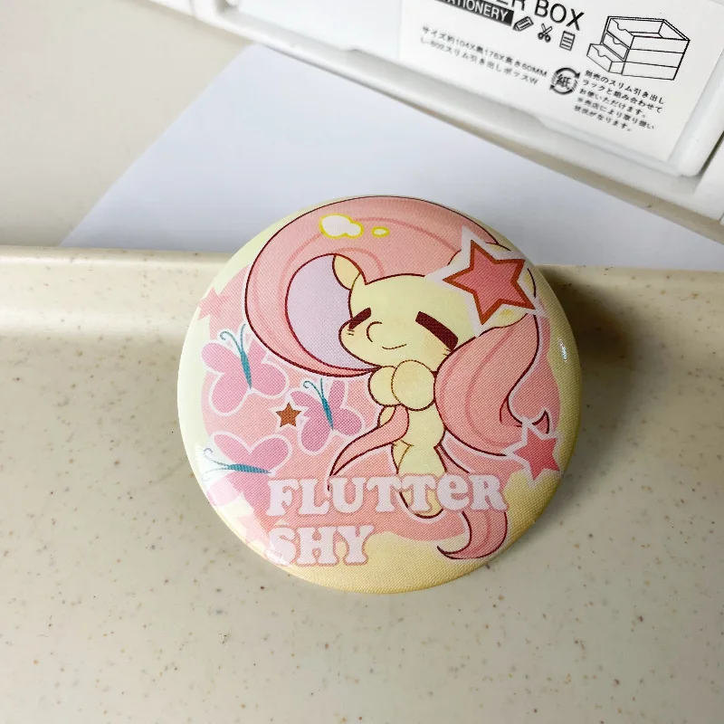 Kawaii My Little Pony Badge Fluttershy Pinkie Pie Twilight Sparkle Fluttershy Cartoon Anime Brooch Cute Pin Girl Gift Kids Toy