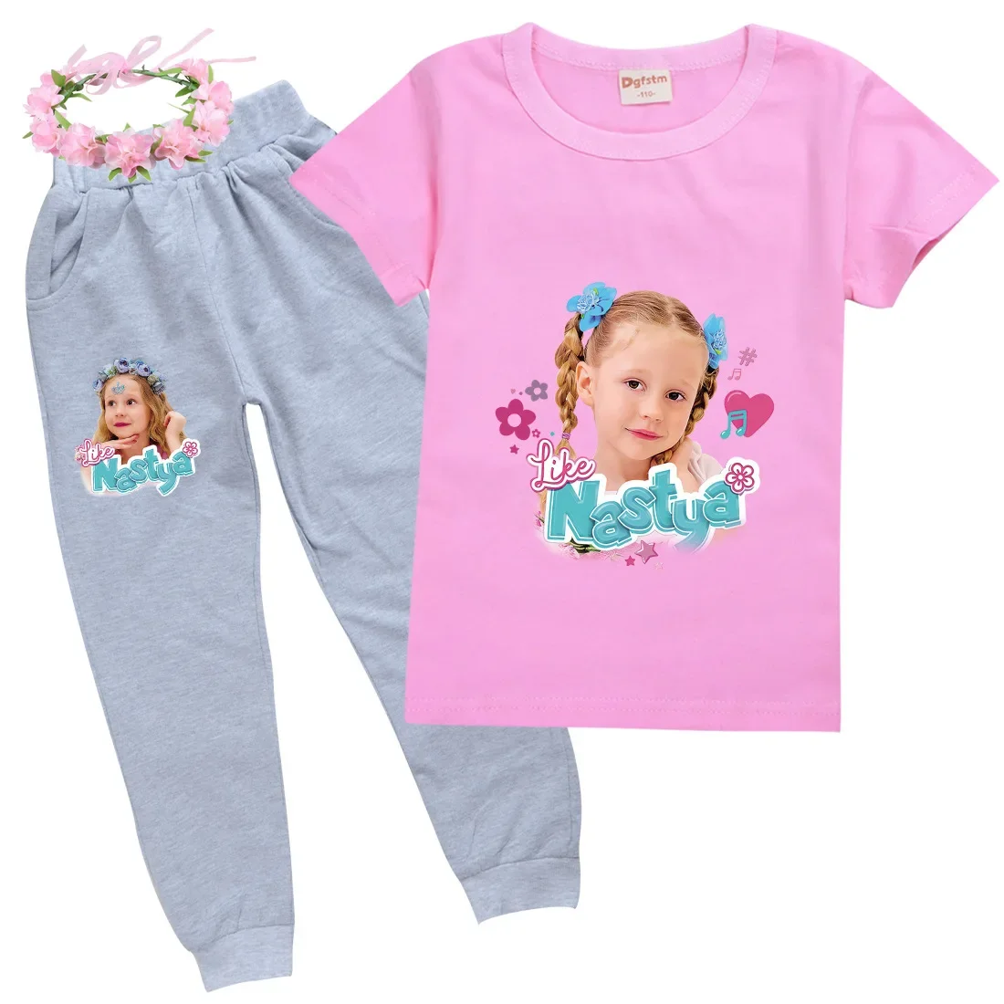 

Dance Like Nastya T Shirt Kids Summer Sportsuits Baby Girls Short Sleeve T-shirt Jogging Pants 2pcs Sets Toddler Boys Tracksuits