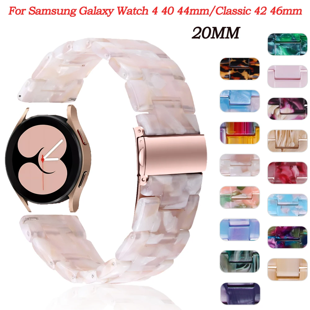 

20mm Resin Watchband Wrist Strap For Samsung Galaxy Watch 4 Classic 42mm 46mm Bracelet Active 2 Watch4 40 44mm Smartwatch Correa