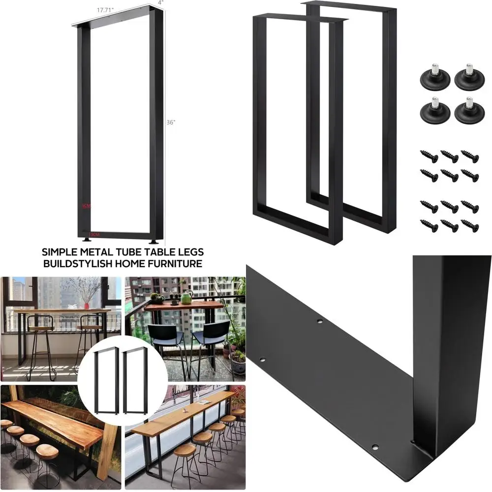 

Черные регулируемые металлические ножки для стола, высота 36 дюймов, комплект из 2 штук для рабочего или обеденного стола, с подушечками, ширина 18 дюймов