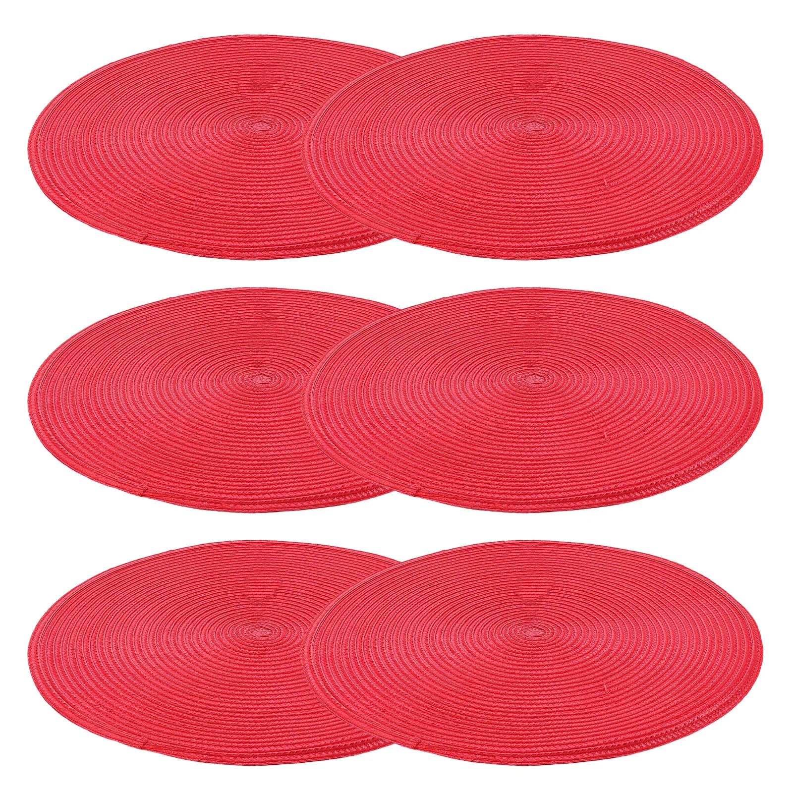 

6 pcs Round Woven Braided Heat Resistant Table Pp Material Vinyl Cloth Mats For Dining Holiday Party Family Wedding