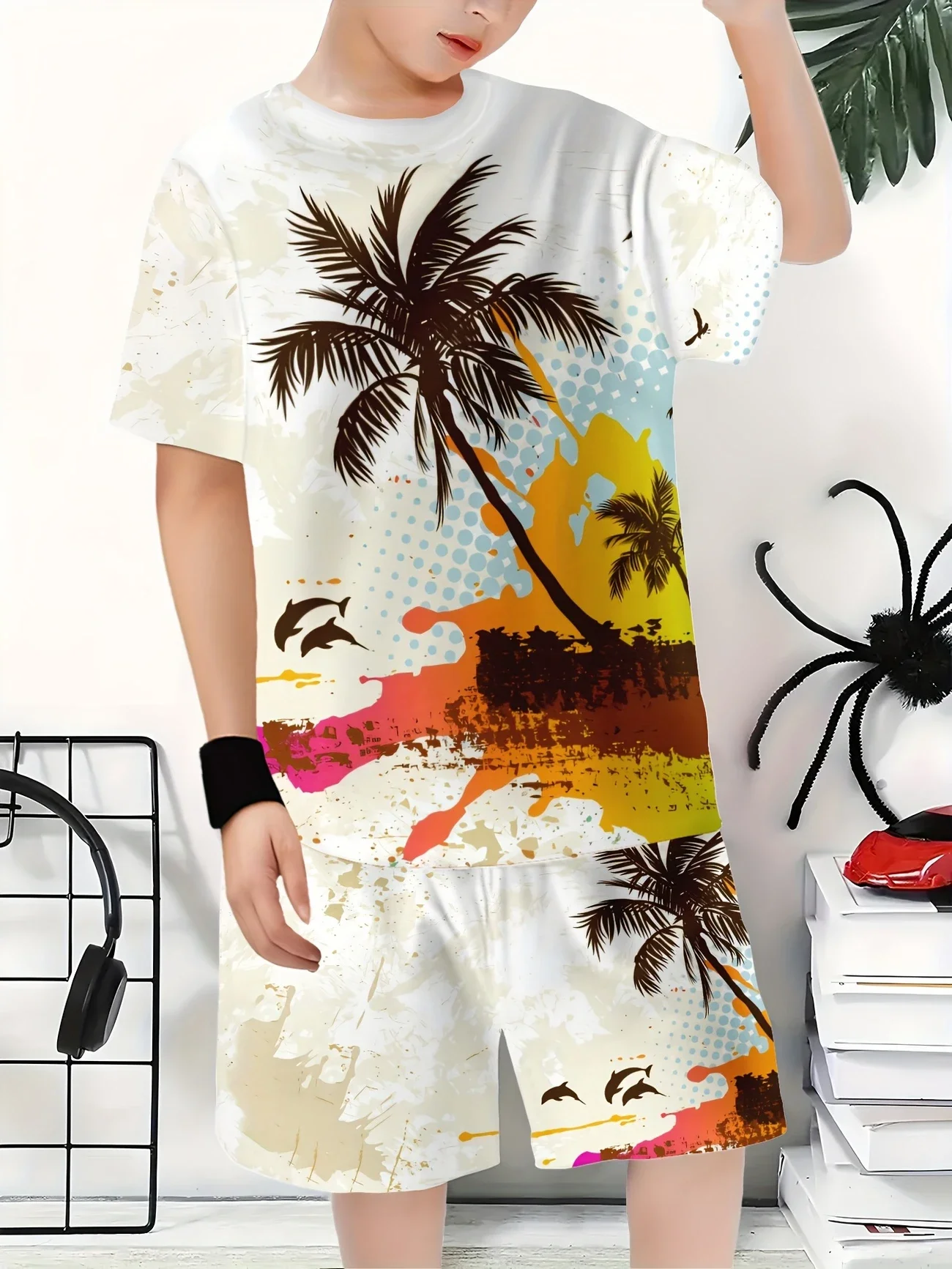 Pantaloncini a maniche corte con top stampato in 3D con nuovo modello estivo Set da due pezzi per top uomo e donna a maniche corte