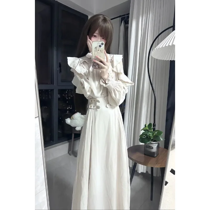 

Rojita Japanese Dress Lolita Harajuku Long Sleeve Lace Off Shoulder Dresses for Women Elegant Temperament Ruffles Outfits