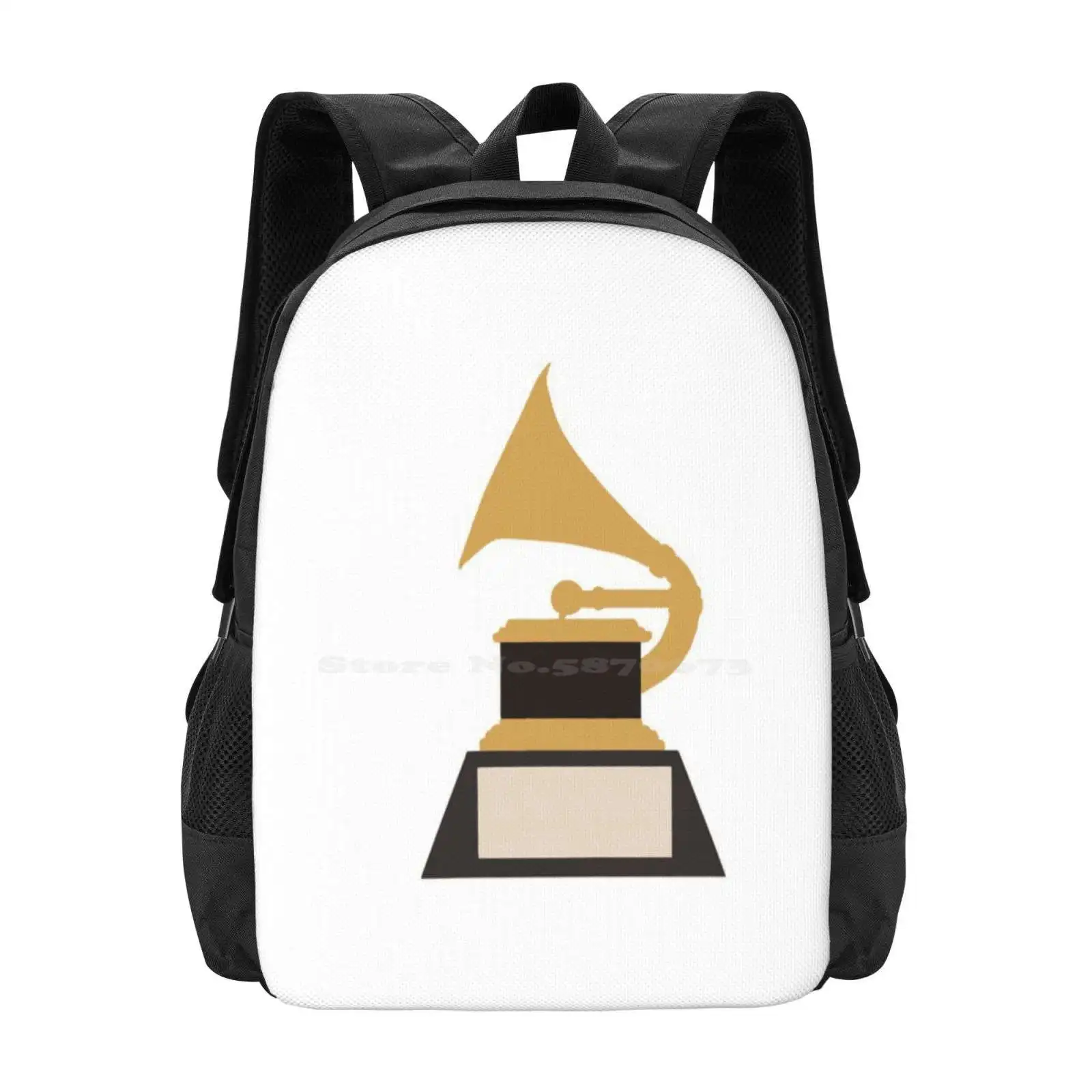 Bolsa Escolar con diseño de patrón de premio Grammy, bolsa de premios minimalistas simples de oro 2021, ganador de música