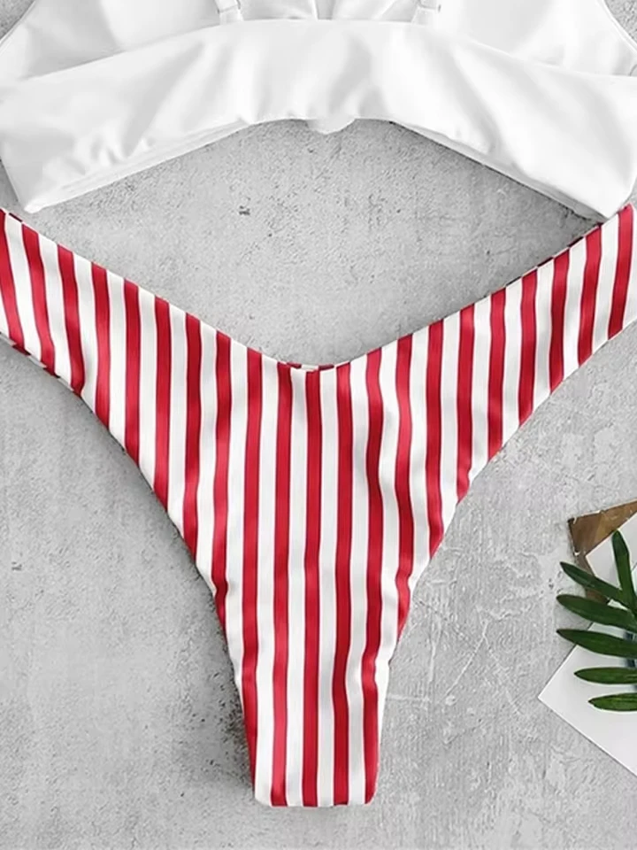 2026 New All Season Backless Bikinis 2 Piece Set Sexy Stripe Vacation Brazil Bikini Women Split Swimsuit Beach Bikini