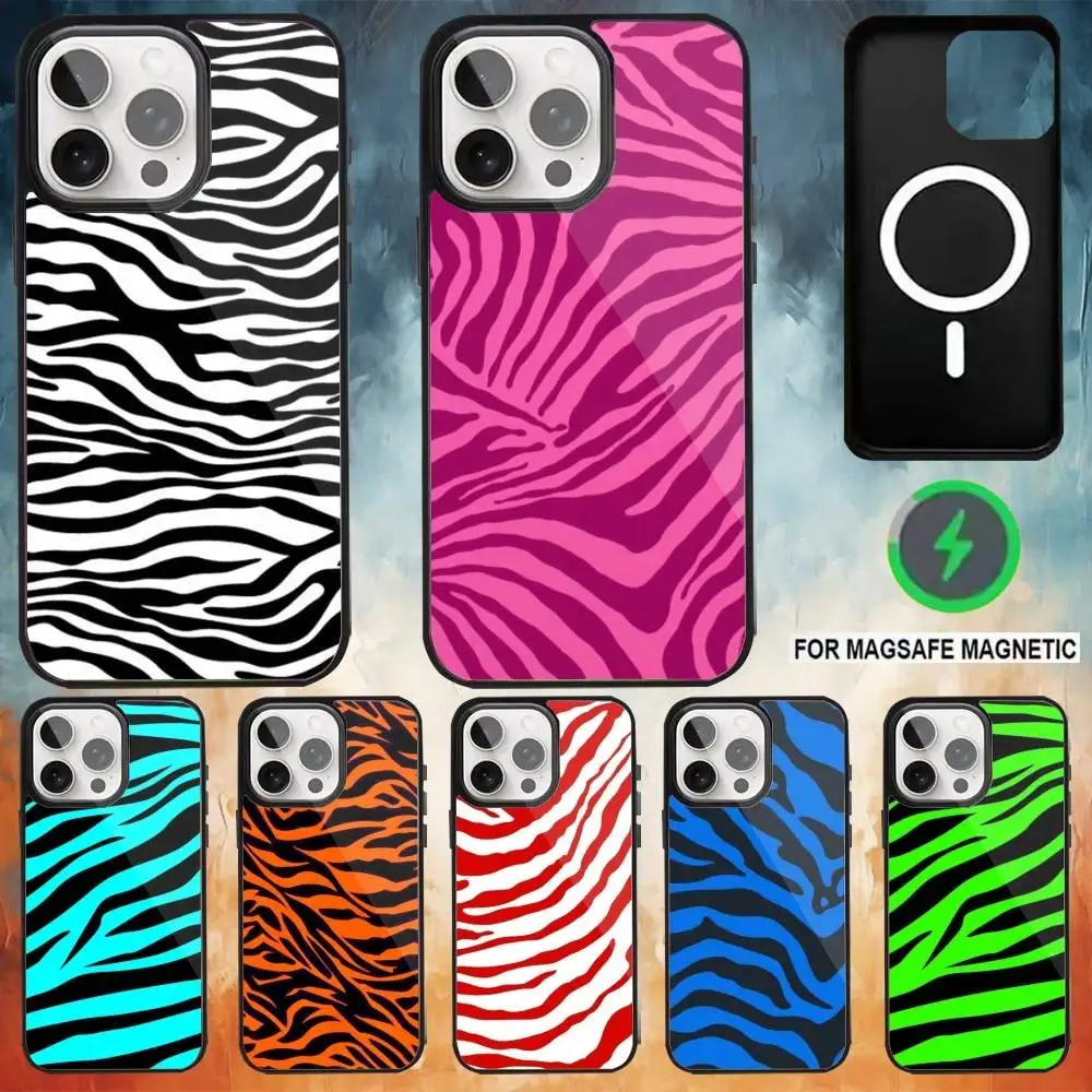 

Zebra Skin Phone Case For iPhone 17,16,15,14,13,12,Plus,Pro,Max for Magsafe Magnetic Wireless Charging
