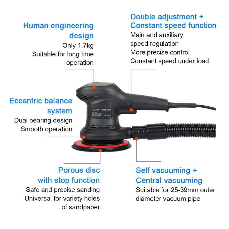 220v 6 Inch 150mm Rotary Electric Orbital Sander Random Sander For Wood Metal Drywall