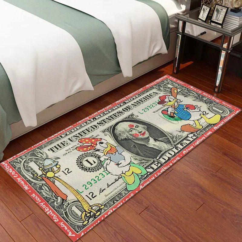 Cartoon Dollar Money Lounge Rug Hallway Entrance Doormat Living Room Bedroom Bedside Carpet Floor Anti Slip Mat Home Decor