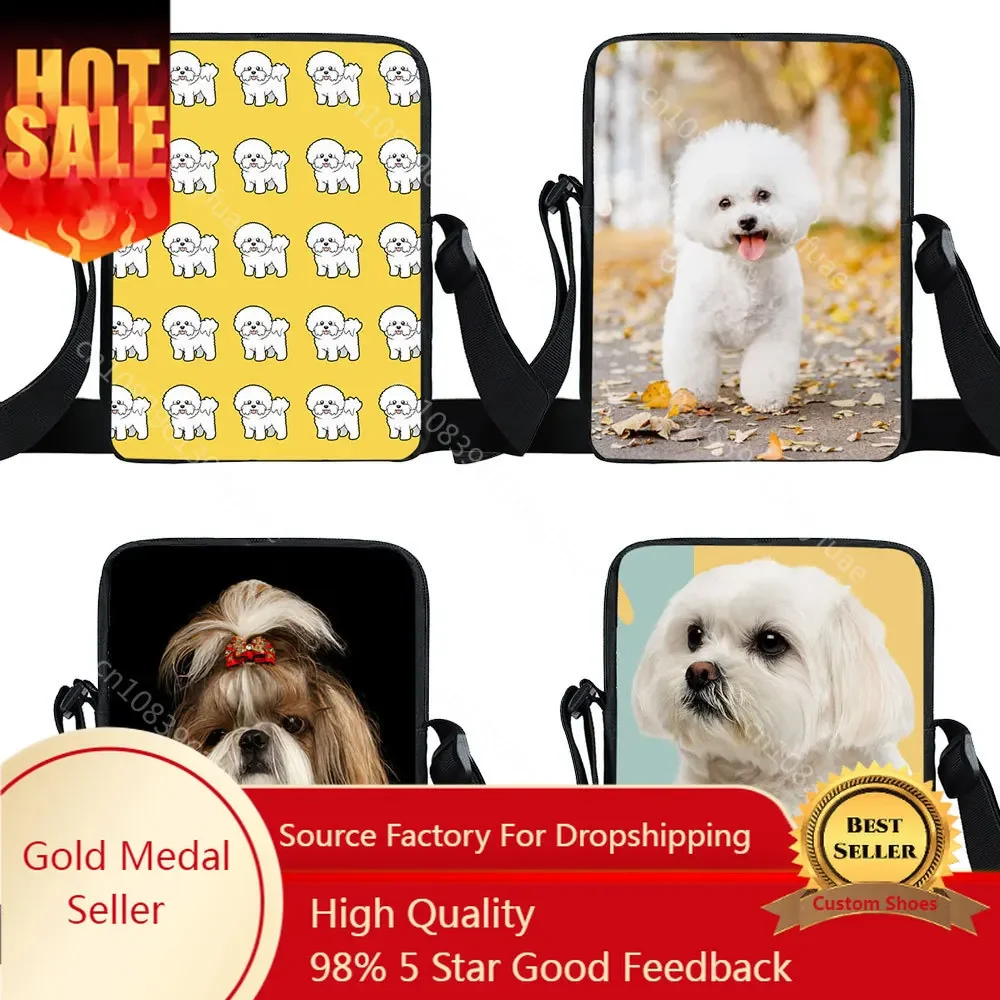 Cute Dog Print Crossbody Bag Women Handbag Shih Tzu Dog Messenger Bags Small Satchel Bichon Frise/maltese Dog Shoulder Book Bag