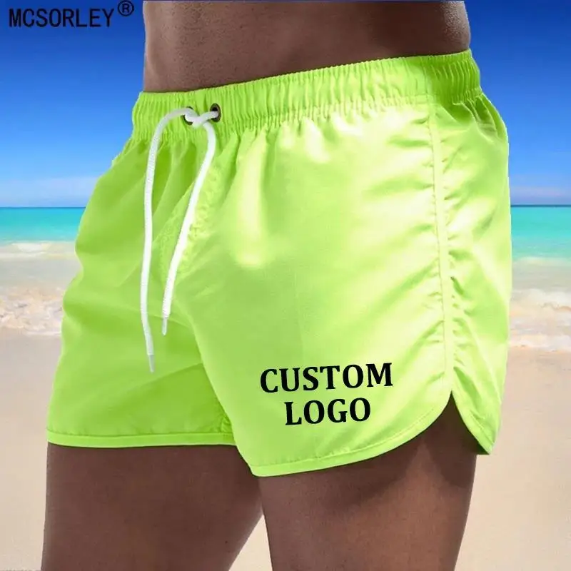 Custom Your Logo Summer Swimwear Men Swimsuit Boy Swim Suits Boxer Beach Shorts Trunks Swimming Surf Banadores Mayo Sungas