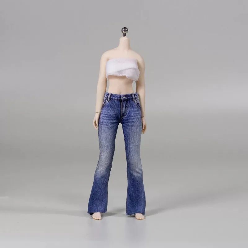 1/12 Maßstab, Damen-T-Shirt mit U-Ausschnitt und langen Ärmeln, bedruckte Jeans, Kleidung und Accessoires für 6-Zoll-Actionfiguren, Romankey Figma SHF Modell. – Detail 5