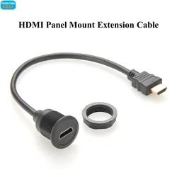 HDMI 1.4 Male to Female Extension Cable 4K@30HZ Flush Panel Mount HDMI Feed Thru Bulkhead Socket Cable for Projector, Laptop