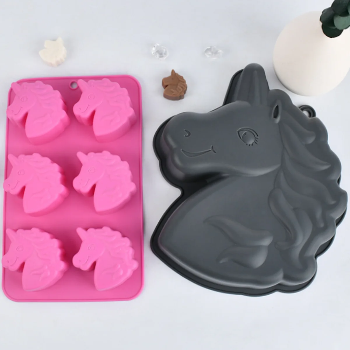 Creative Unicorn Baking Silicone Mold Horse Animal Chocolate Candy Biscuit Mould Candle Soap Making Ice Tray Mousse Cake Decor