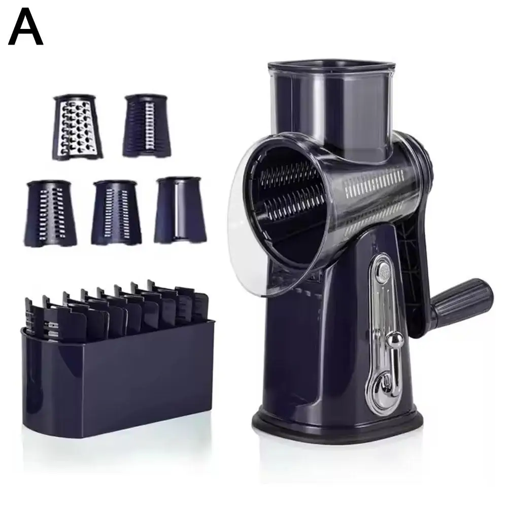 5 In 1 Rotary Cheese Grater With Handle Manual Vegetable Strong Slicer Base Graters Nuts Grinder With Shredder Suction O2d3