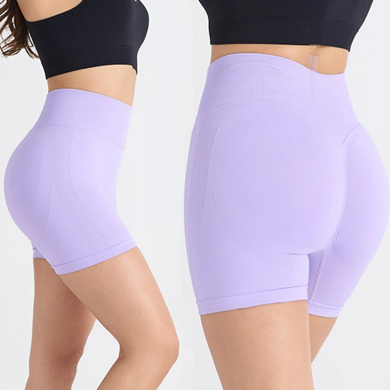 

GYAKORLAT Seamless High Waist Yoga Shorts Women's Gym Peach Hip Tight Sports Shorts Pants High Elastic Running Fitness Leggings