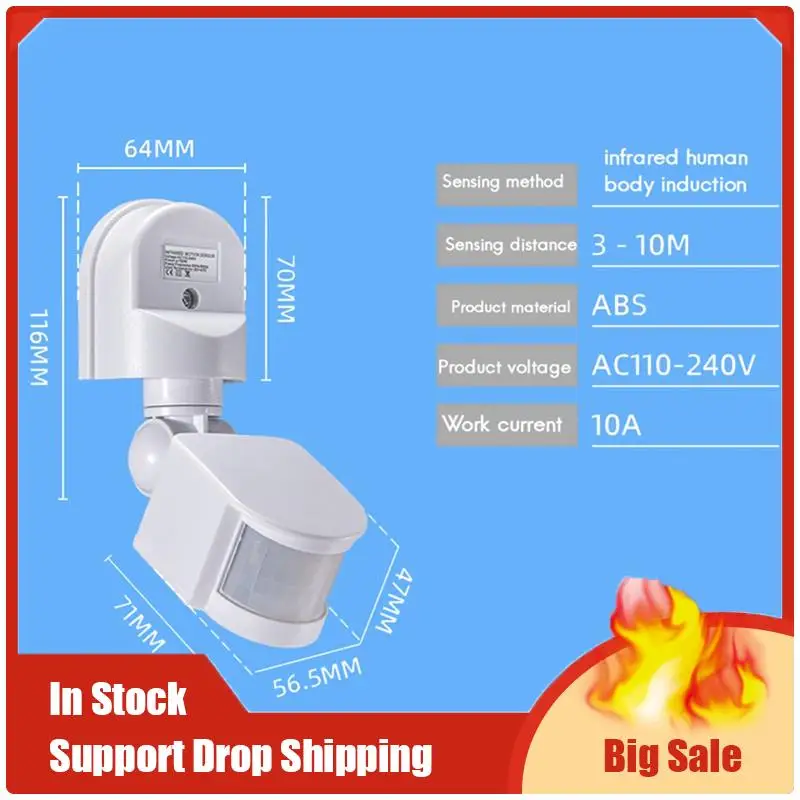 Migliori offerte AC110-240V Sensore di movimento Sensore di luce a infrarossi automatico Rilevatore di movimento Interruttore della luce esterna Sensore di presenza umana