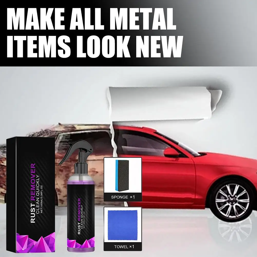 Rust Remover Spray Kit For Car, Automotive Rust Remover For Metal, Car Scratch Long-Lasting Rust Reformer, Iron Stain Clean T3L7
