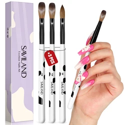 Saviland 3pcs Acrylic Nail Brush Set Size 8/10/14 Nail Art Drawing Brushes for Nail Extension Acrylic Powder Manicure DIY