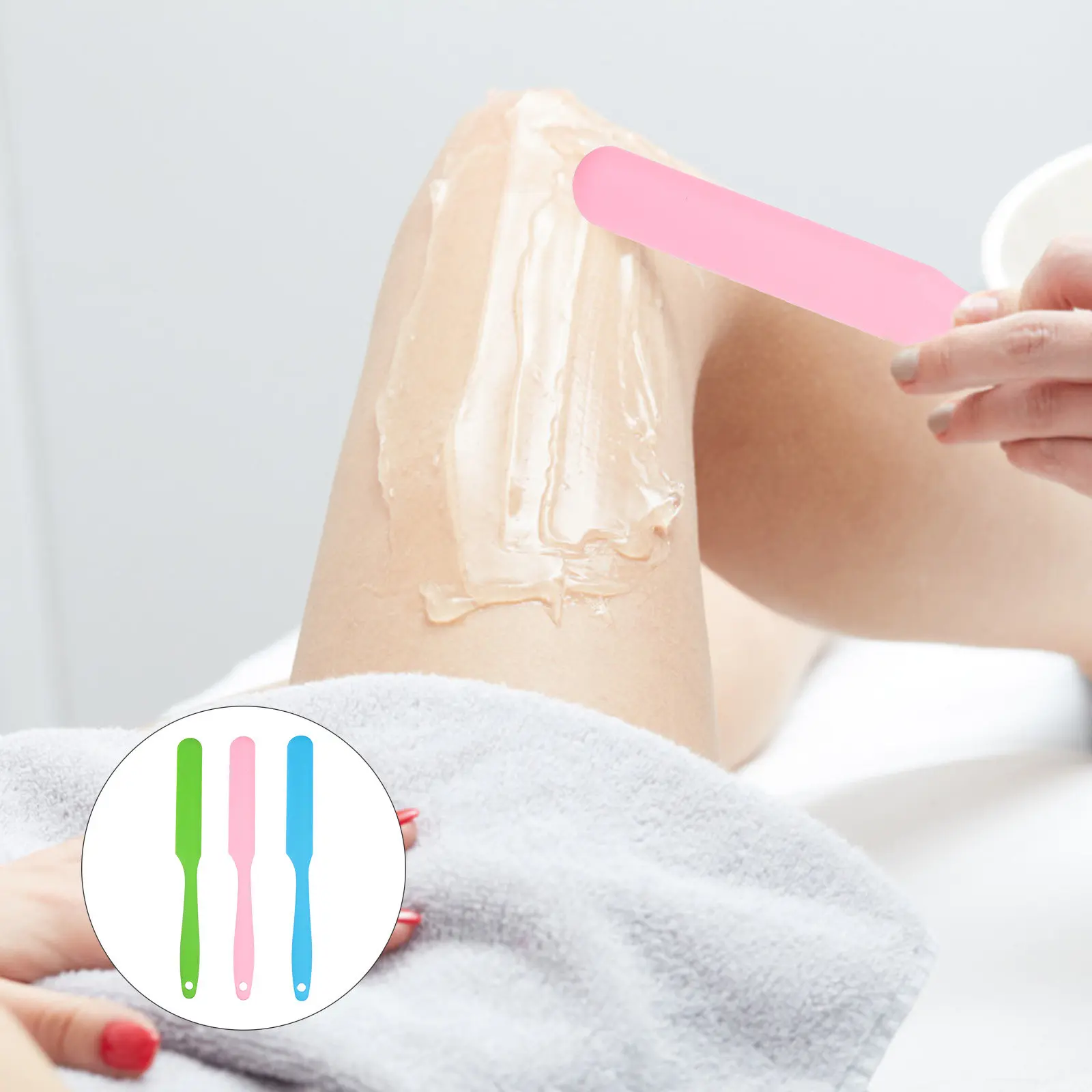 3Pcs Non-Stick Silicone Wax Sticks Hair Removal Applicator Spatulas Curved Ergonomic Design for Hands Feet Body Waxing Portable