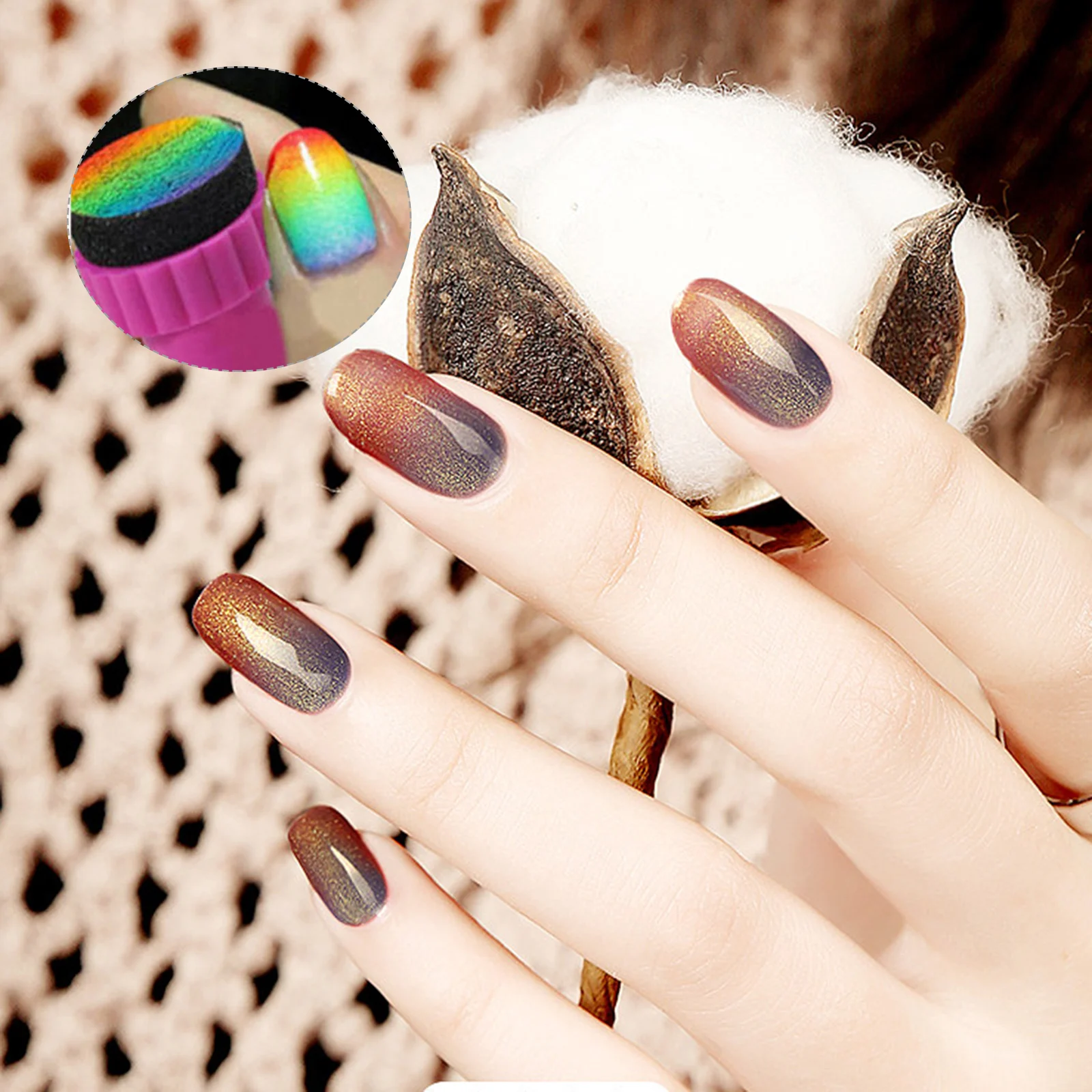 

10 Pcs Gradient Sponge Block Nail Paint Stamp Manicure Stamper DIY Makeup Tools Art Supplies for Beginners Practice
