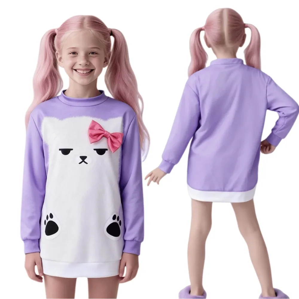 Mädchengruppe K-POP Mira Helllila Bär Pyjamas Cosplay Karneval Party Rollenspielkostüme