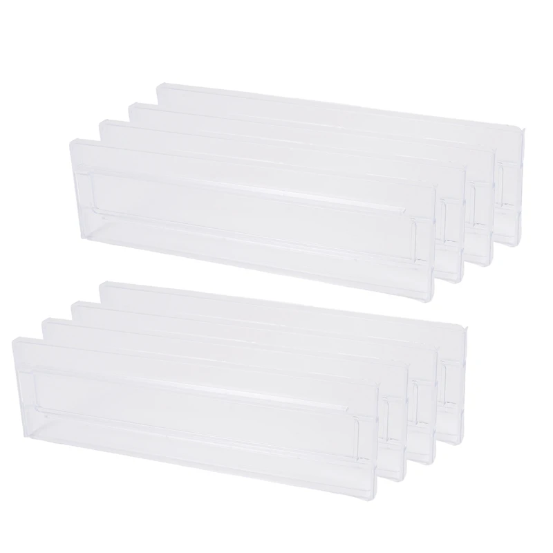 

ABLL-Drawer Dividers 8 Pack, Adjustable 3.2 Inch High Expandable From 11-20.6 Inch Kitchen Drawer Organizer, Clear Plastic