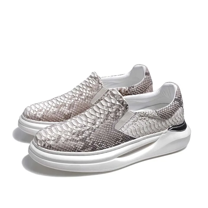 ouluoer Snake skin   male  fashion man Casual  summer   Flat  men python skin shoes python leather