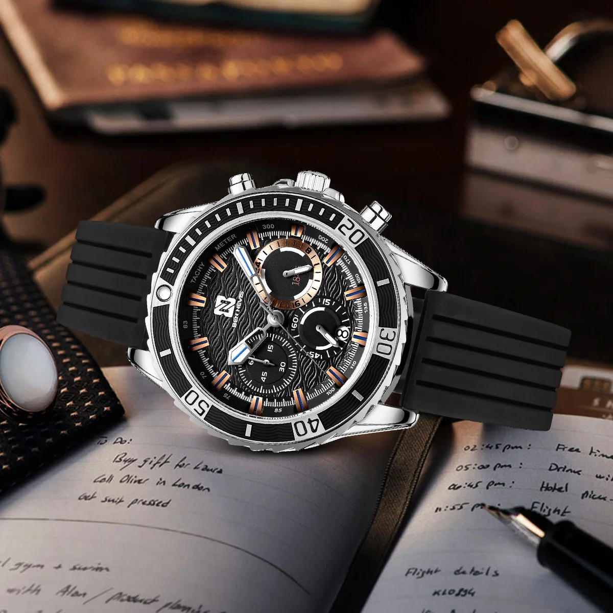 44mm esportes relógios de quartzo pulseira de silicone relógio de pulso instalar movimento de quartzo luxo 30m mergulho relógio de pulso masculino