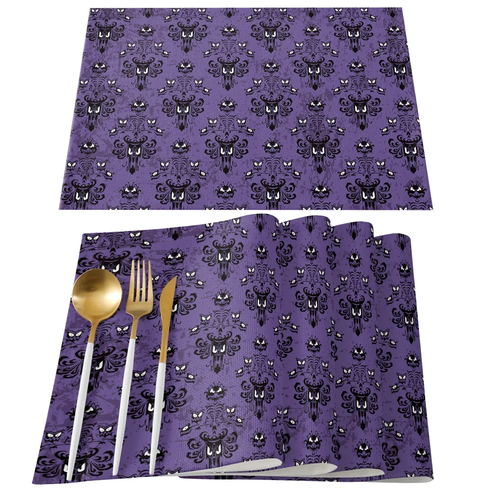 Table Mats Black Witch Skull Moon Divination Printed  Napkin Kitchen Accessories Home Party Decorative Placemats