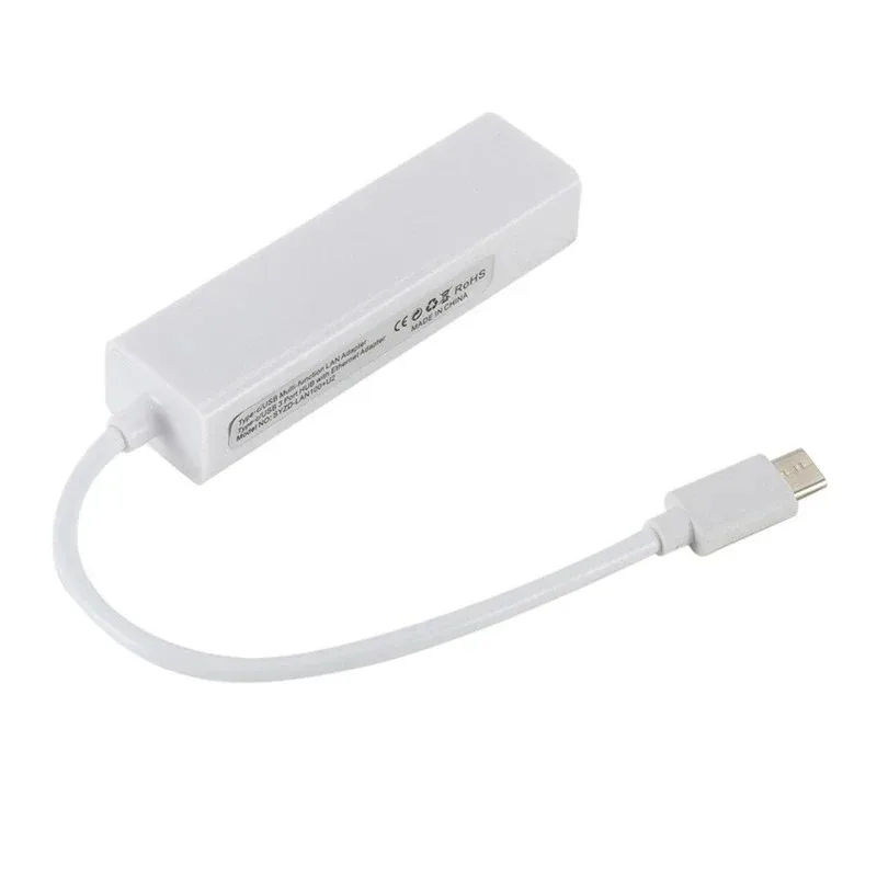 GRWIBEOU HUB 3 Ports Type C to USB HUB Support Ethernet LAN RJ45 Cable Adapter Network Card USB 3.1 2.0 Data Transfer Adapter