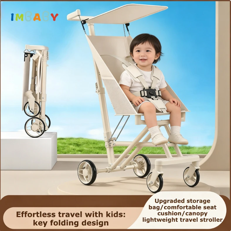 

IMBABY Portable Baby Travel Stroller | Foldable Lightweight Pushchair for Air Travel | 0-6Y Toddler Stroller with & Sunshade