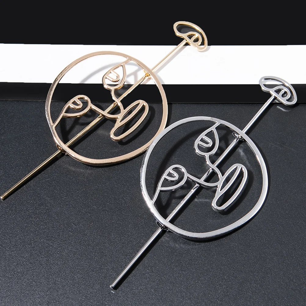 

2pcs Face Shaped Cuff Bun Holders Vintage Metal Hair Accessories For Women Elegant Bun Cage Hair Stick Daily Wedding Use