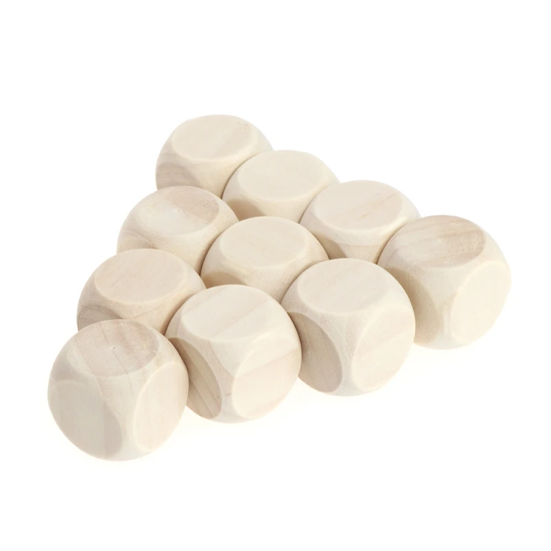 Set of 10 Wooden Cubes Crafts Blank Set Six Sides Wood Square Blocks for Making Crafts and DIY