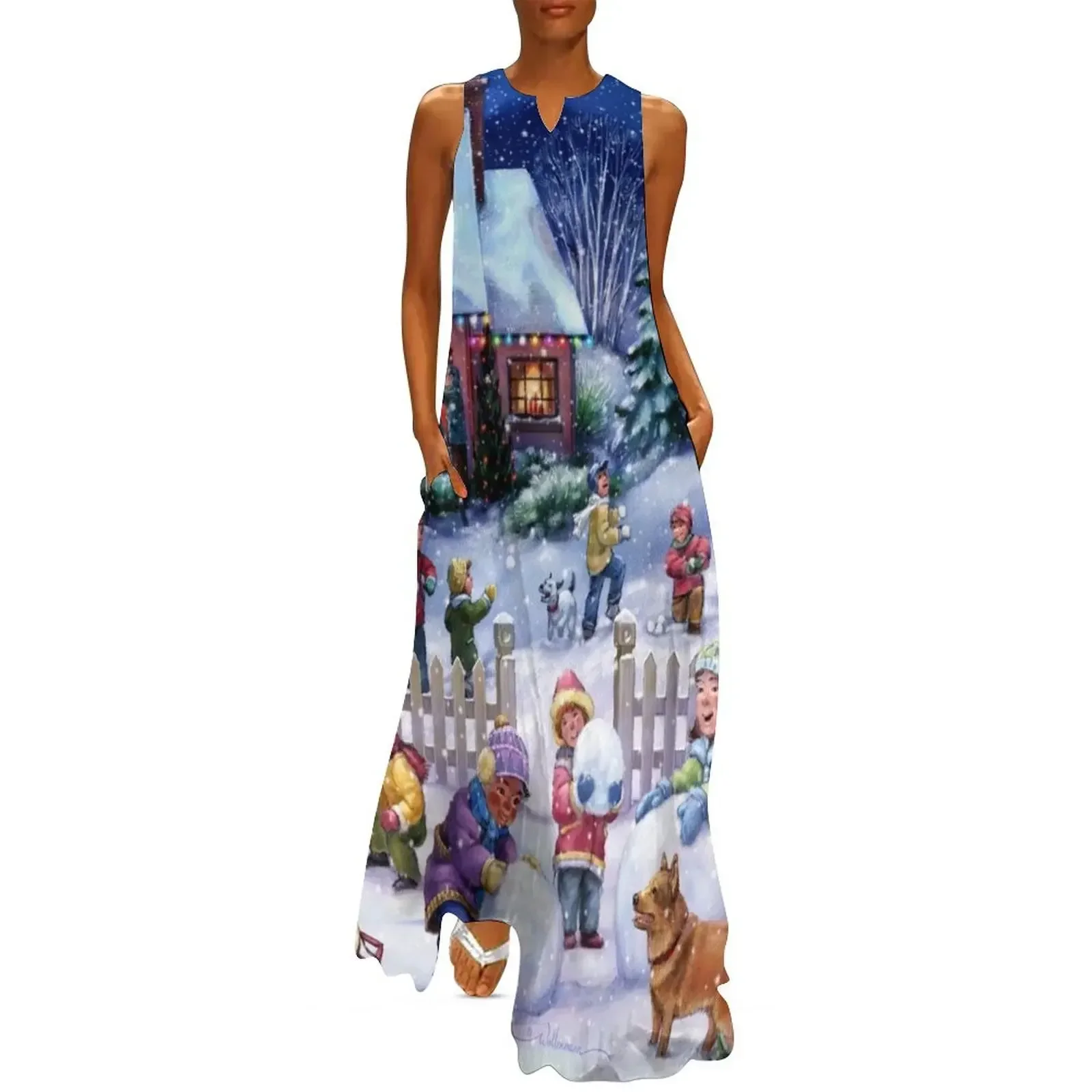 

Christmas Snow Day Long Dress beach dresses Party dresses elegant and pretty women's dresses Dress